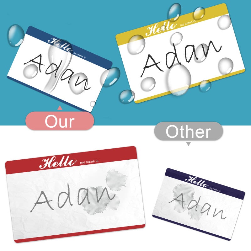 مفلابيل ملصقات علامات الاسم MFLABEL Hello My Name is ملصقات مع 8 ألوان للمكتب والاجتماعات والمدرسة والمنزل 200 ملصق ملصقات أسماء ملونة 3 1/2 × 2 1/4 علامات أسماء - Image 4